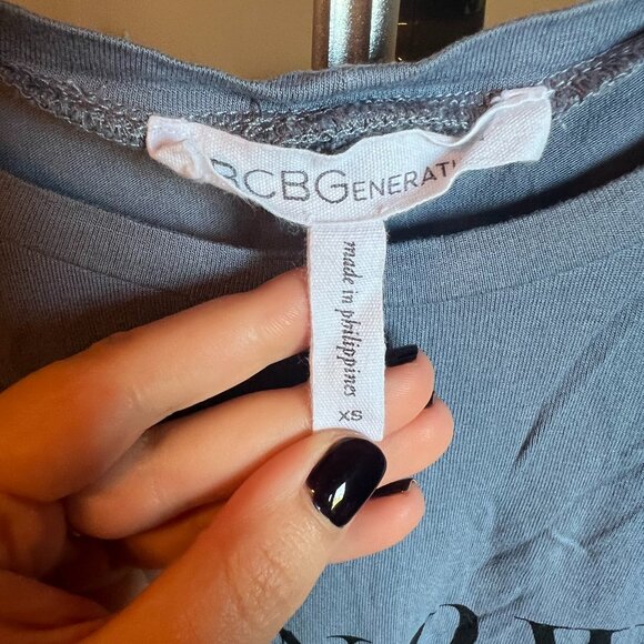 BCBG Graphic Muscle T "I Know Guac is Extra" Blue Size XS - Picture 2 of 2